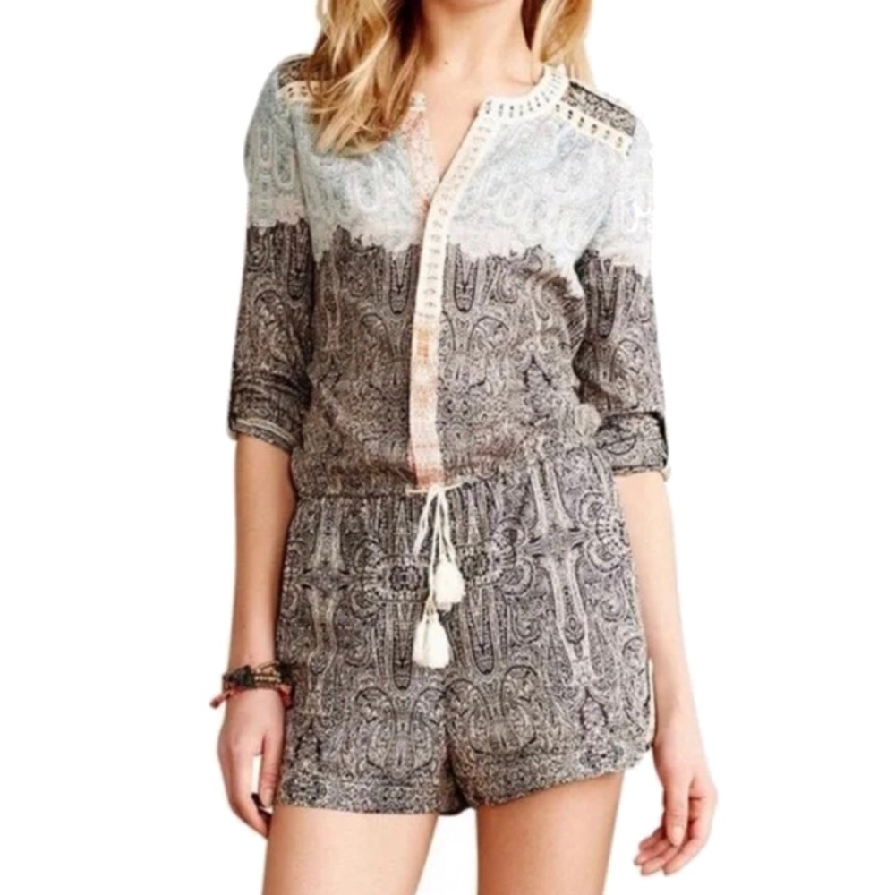 Twelfth Street by Cynthia Vincent Paisley Print Drawstring Romper NWOT